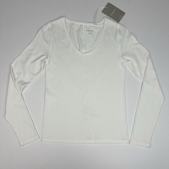 Everlane Women's NWT White The Supima Stretch Ballet Neck Long Sleeve Top XS/C28 - Picture 5 of 13
